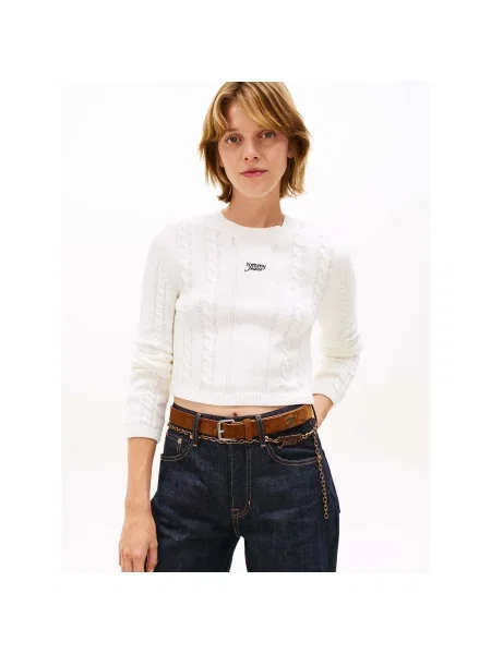 Pulover Tommy Jeans alb