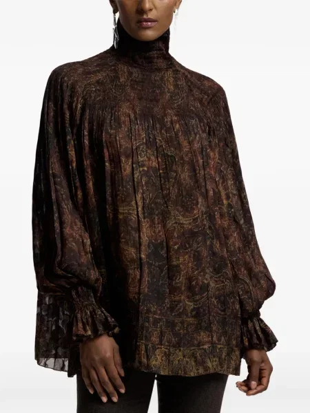 Μπλούζα Ralph Lauren Collection με σχέδιο paisley καφέ
