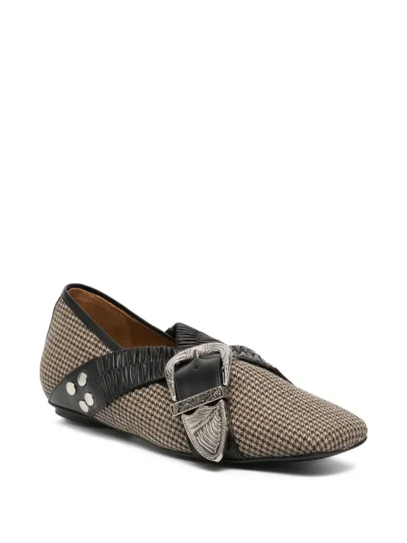 Pantofi cu toc Toga cu cataramă din tweed maro