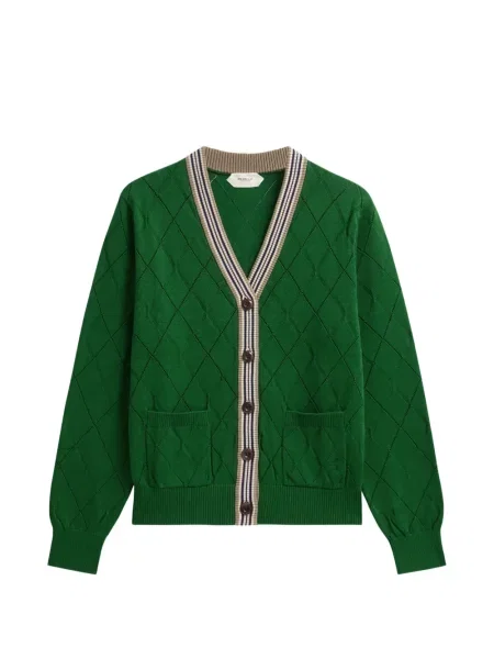 Cardigan Pringle Of Scotland cu decolteu în V cu model argyle verde