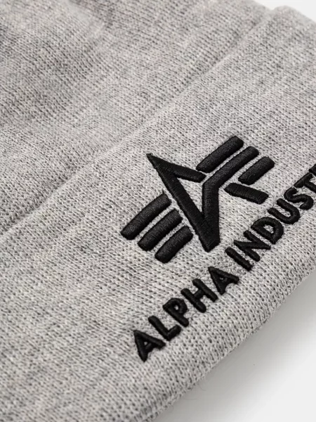 Alpha Industries căciulă 3D Beanie negru din țesătură uni gri