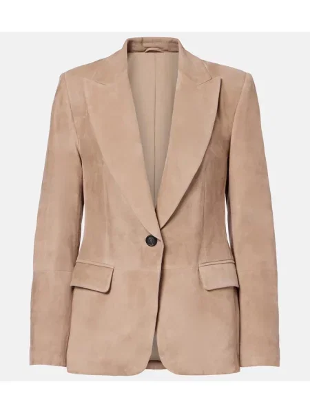 Sacou Brunello Cucinelli din piele de căprioară maro