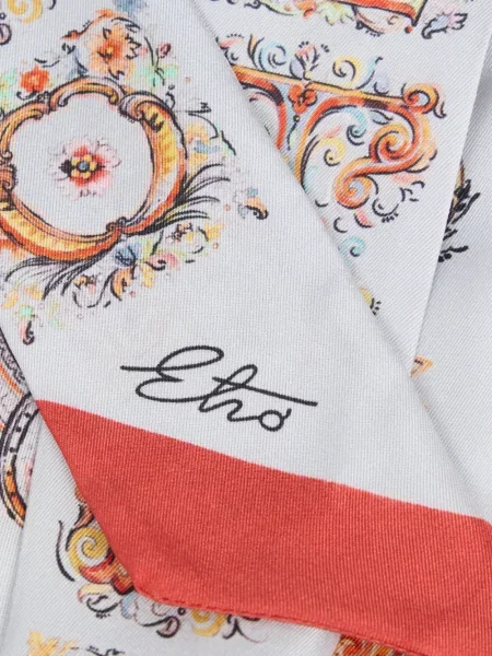 Fular Etro de mătase cu model paisley alb