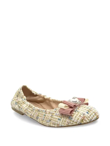 Balerini Casadei cu funde din tweed