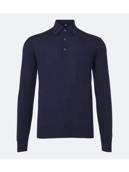 Tricou polo Fedeli de lână albastru
