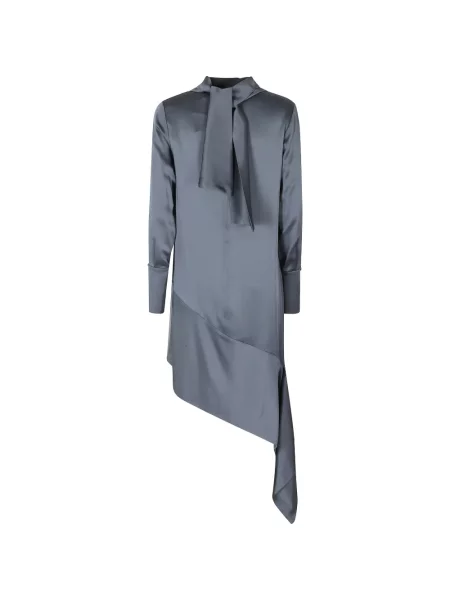 Rochie midi Semicouture asimetrică cu legături gri