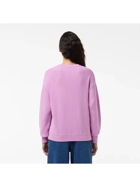 Lacoste Sweter Z Okrągłym Dekoltem Z Bawełny Organicznej biały