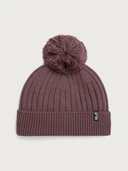 Jack Wolfskin czapka z pomponem z wełną fioletowa