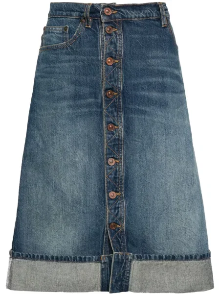 Fustă din denim Victoria Beckham până la genunchi albastru