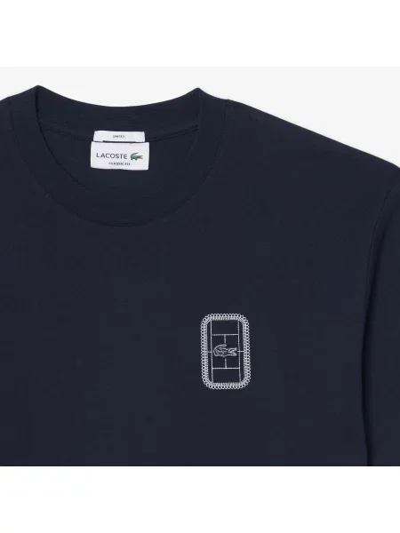 Lacoste Koszulka Z Nadrukiem Tenisowym Jersey granatowa