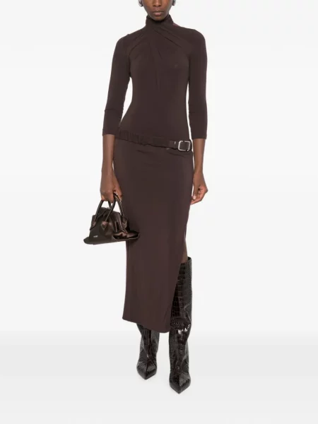 Cu centură rochie maxi The Attico maro