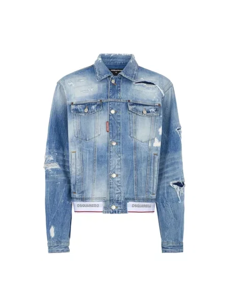 Kurtka jeansowa Dsquared2 z logo niebieska