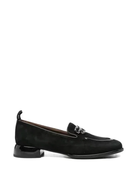 Pantofi loafer Linda Baumann din piele de căprioară cu autograf negru