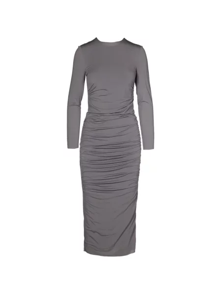 Lung rochie midi Tessitura Body Couture drapată gri
