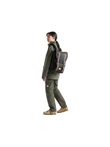 Herschel hátizsák Little America Mid Backpack nagy mintás fekete