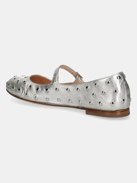 Kožené baleríny AGL Milly Strap stříbrná