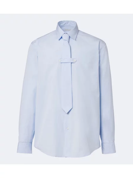 Cămașă Dries Van Noten din poplin cu legături albastru