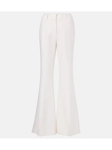 Volneni hlače z razširjenimi rokavi Gabriela Hearst z visokim pasom bela