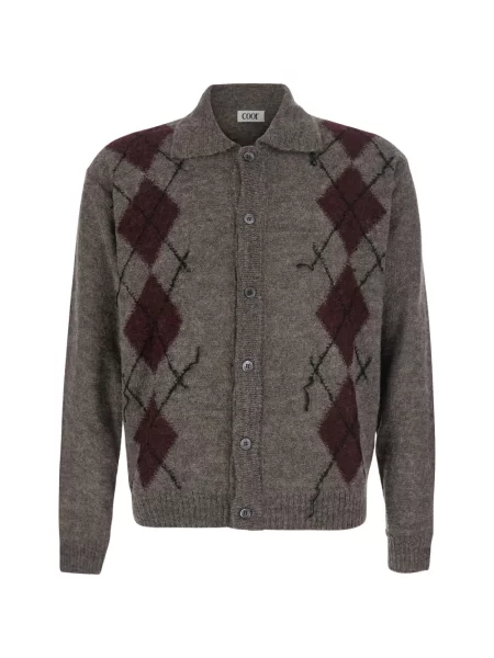 Cardigan Coor cu model argyle maro