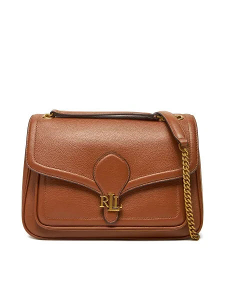 Кожена чанта Lauren Ralph Lauren кафяво