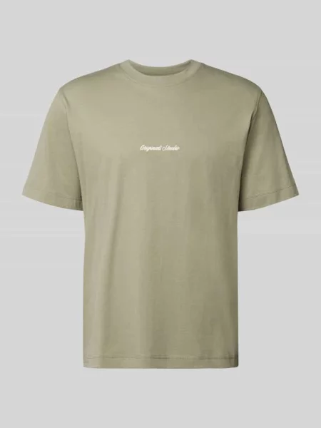 T-shirt z wyhaftowanym logo model ‘NORREBRO’ Jack & Jones zielona