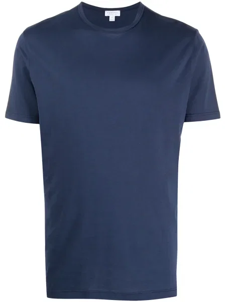 Tricou Sunspel cu decolteu în U albastru