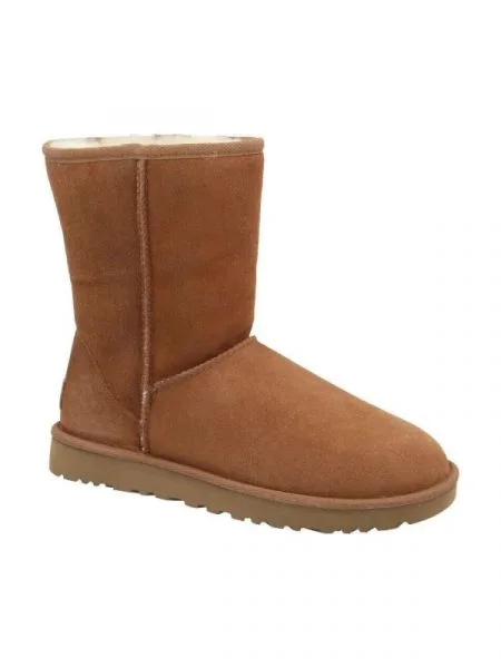 UGG De piele bocanci W Classic Short II cu adaos de lână bej
