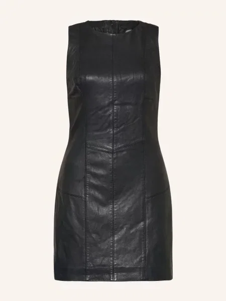 Allsaints Kožené Šaty Vee černá
