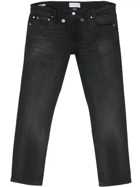 Blugi Calvin Klein Jeans cu talie joasă stretch negru