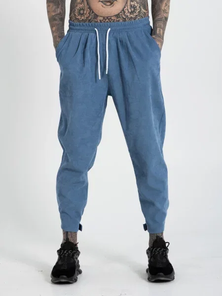 Штани повсякденні IJ ij-pants-lip-velvet-blue-men блакитний бавовна/поліамід сині