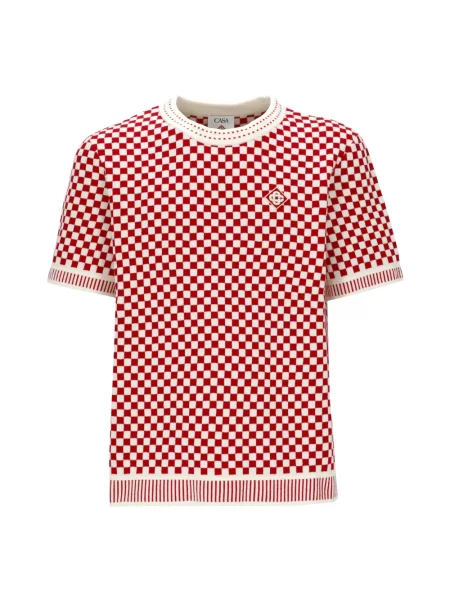Sweter Casablanca w kratę czerwony