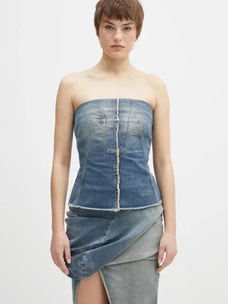 Rick Owens DRKSHDW bluză subțire de blugi Bustier Top uni