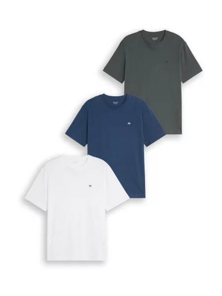 TOM TAILOR Tricou albastru gențiană / verde închis alb