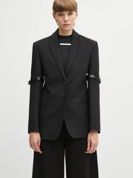 Coperni sacou Logo Belted un singur rând de uni negru