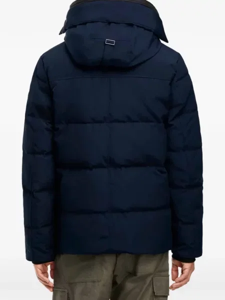 Geacă Canada Goose cu glugă albastru