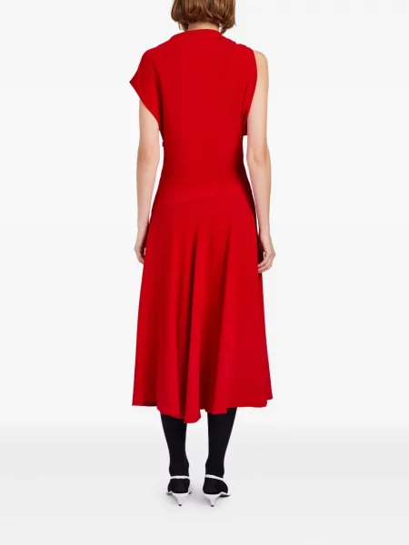 Midi haljina Proenza Schouler s draperijom iznad koljena s jednim ramenom crvena