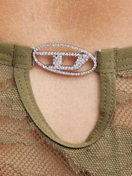 Kalhotky brazilky Diesel UFPN-D-OVAL-PUNCHY-BRIEF průhledné zelená