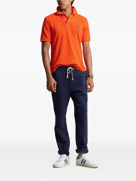 Tricou polo Polo Ralph Lauren cu glugă cu blană cu broderie roșu