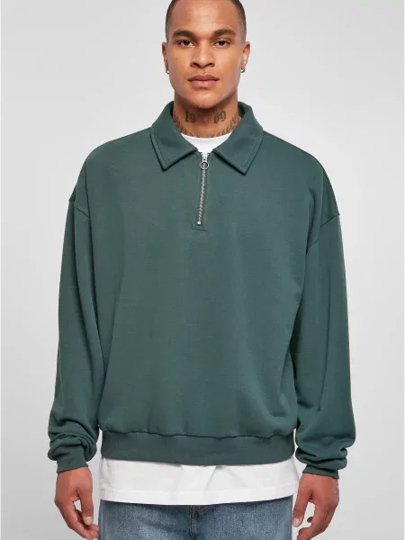 Urban Classics Tréning póló Collar Crew sötétzöld