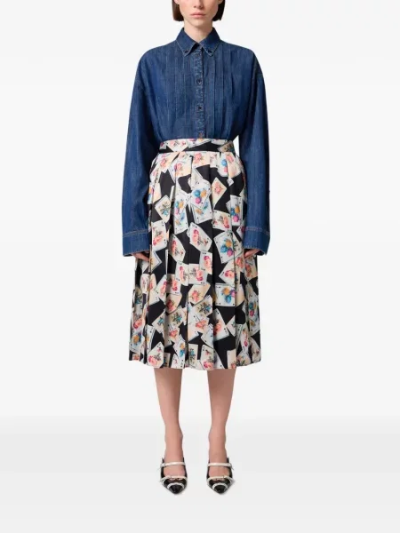 Fustă midi Msgm cu imagine negru