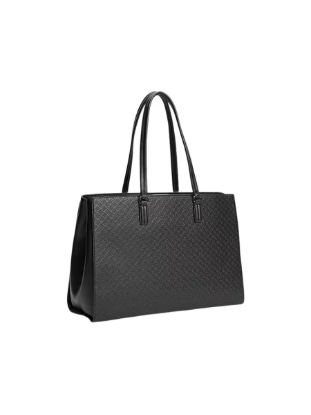 Shopperka Tommy Hilfiger ze skóry ekologicznej czarna