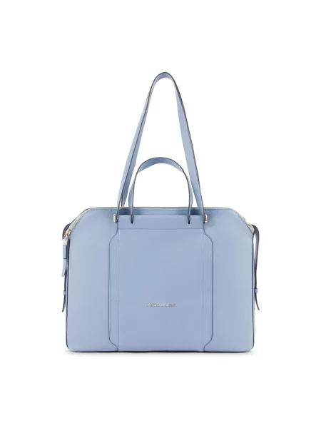 Torba na laptopa Piquadro skórzana niebieska