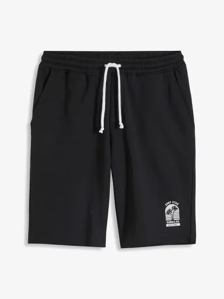 Bermudy dresowe z brzegami bez obszycia z bawełny organicznej Loose Fit czarne