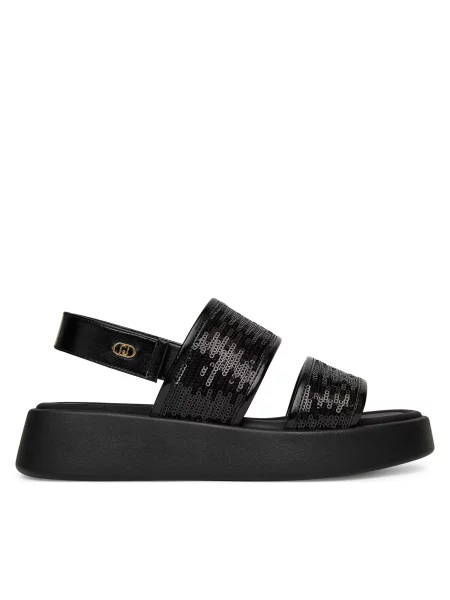 Босоножки Liu Jo с янтарем черные