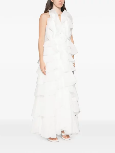Rochie maxi Aje cu volane alb