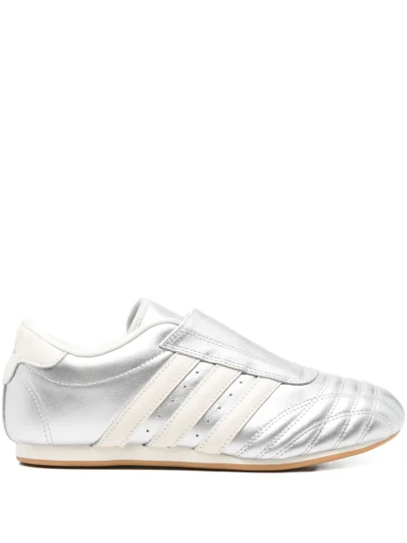 Kožené pruhované tenisky Adidas stříbrné