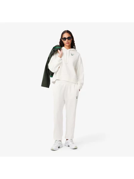 Lacoste Polarowa Bluza biała