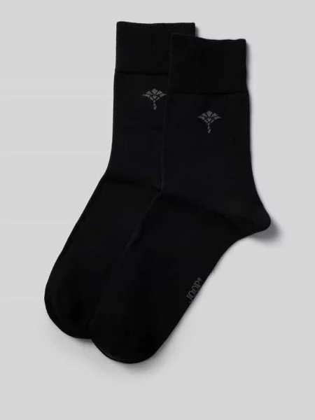 Skarpety JOOP! Collection;Mieszanka bawełny ekologicznej z dodatkiem streczu;Zestaw 2 szt.;Nadruk z logo;Elastyczne prążkowane ściągacze czarne