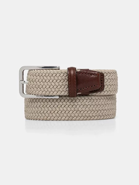 BOSS BLACK Curea cu adaos de piele bej