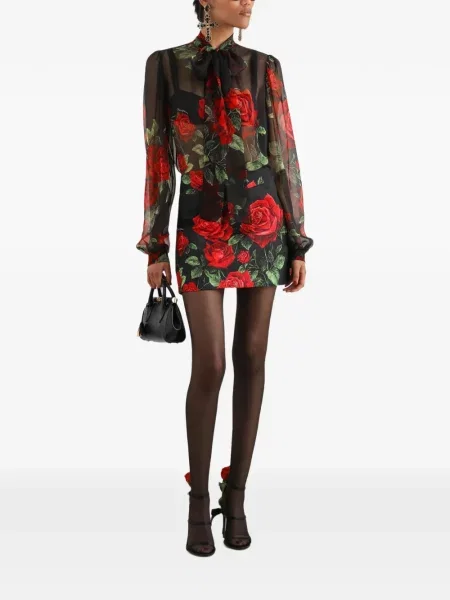Bluză Dolce & Gabbana din șifon cu imagine negru